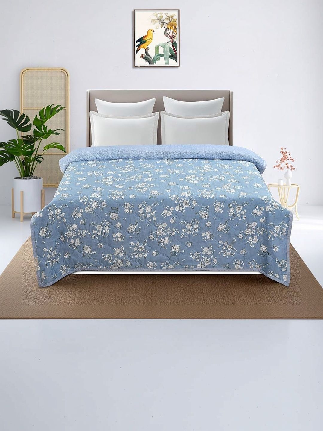 Comfowell Turquoise Blue & Blue Floral Microfiber 233 GSM Comforter-image-18