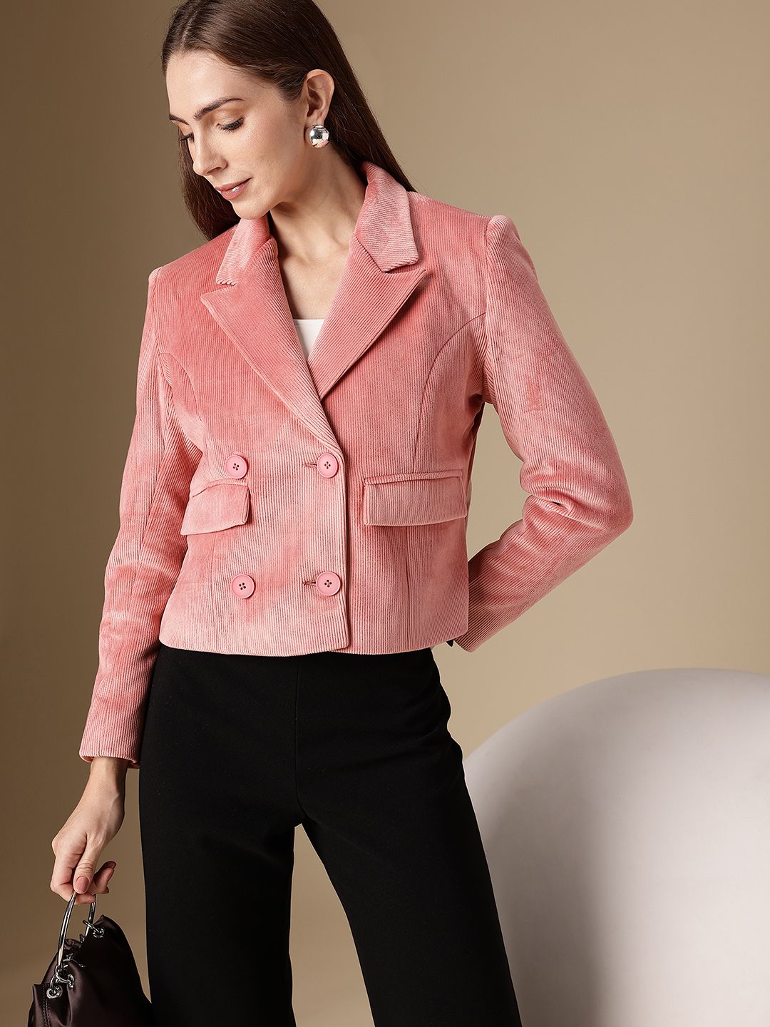 Chemistry Double-Breasted Corduroy Casual Blazer-picture-58
