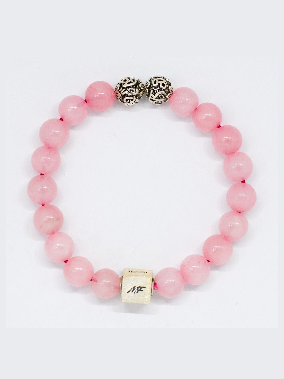 MYSTICFLAVIA Rose Quartz Super Round Infinity Silver Bracelet 8 MM-image-11