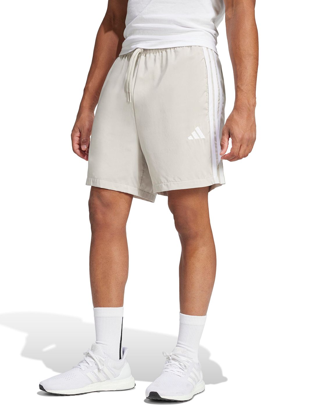 ADIDAS Men 3S Chelsea Brand Logo Printed Striped Sports Shorts-image-3
