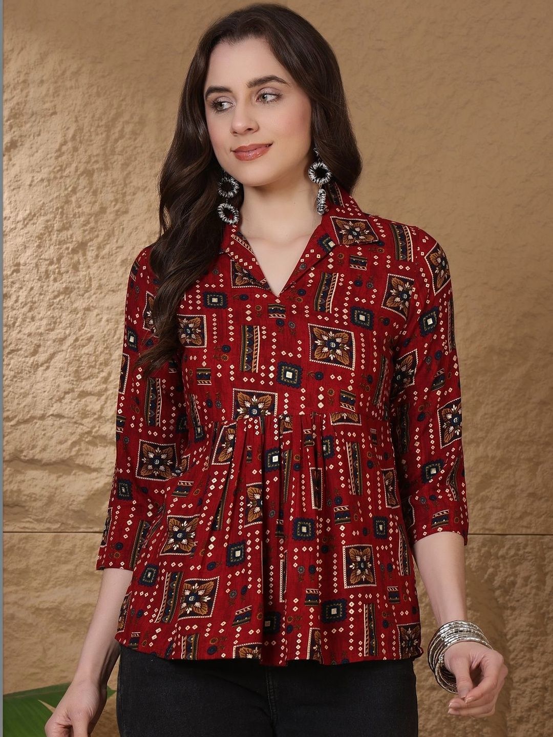 AMOUS Ethnic Motifs Printed Panelled Kurti-picture-19