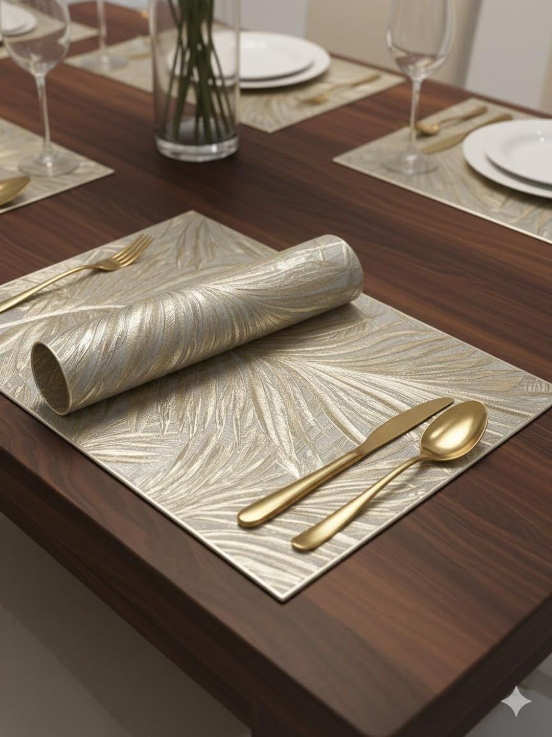 RAINBOW FURNISHINGS 6 Pieces Brown Rectangle Table Placemats-picture-21