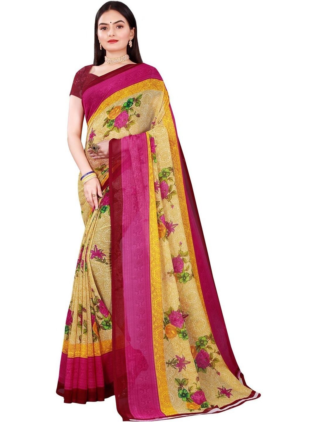 Moda Rapido Floral Poly Georgette Saree-picture-15
