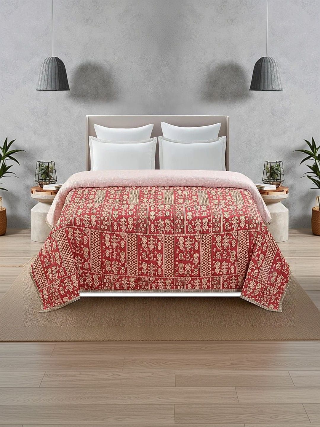 Comfowell Red & Red Ethnic Motifs Microfiber 233 GSM Comforter-picture-55