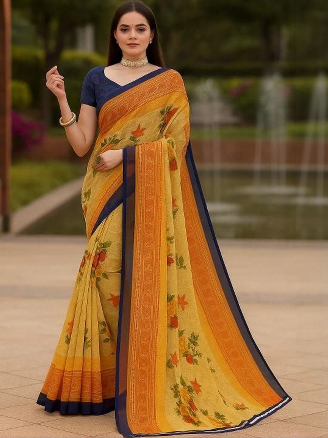 Moda Rapido Floral Poly Georgette Saree-picture-17