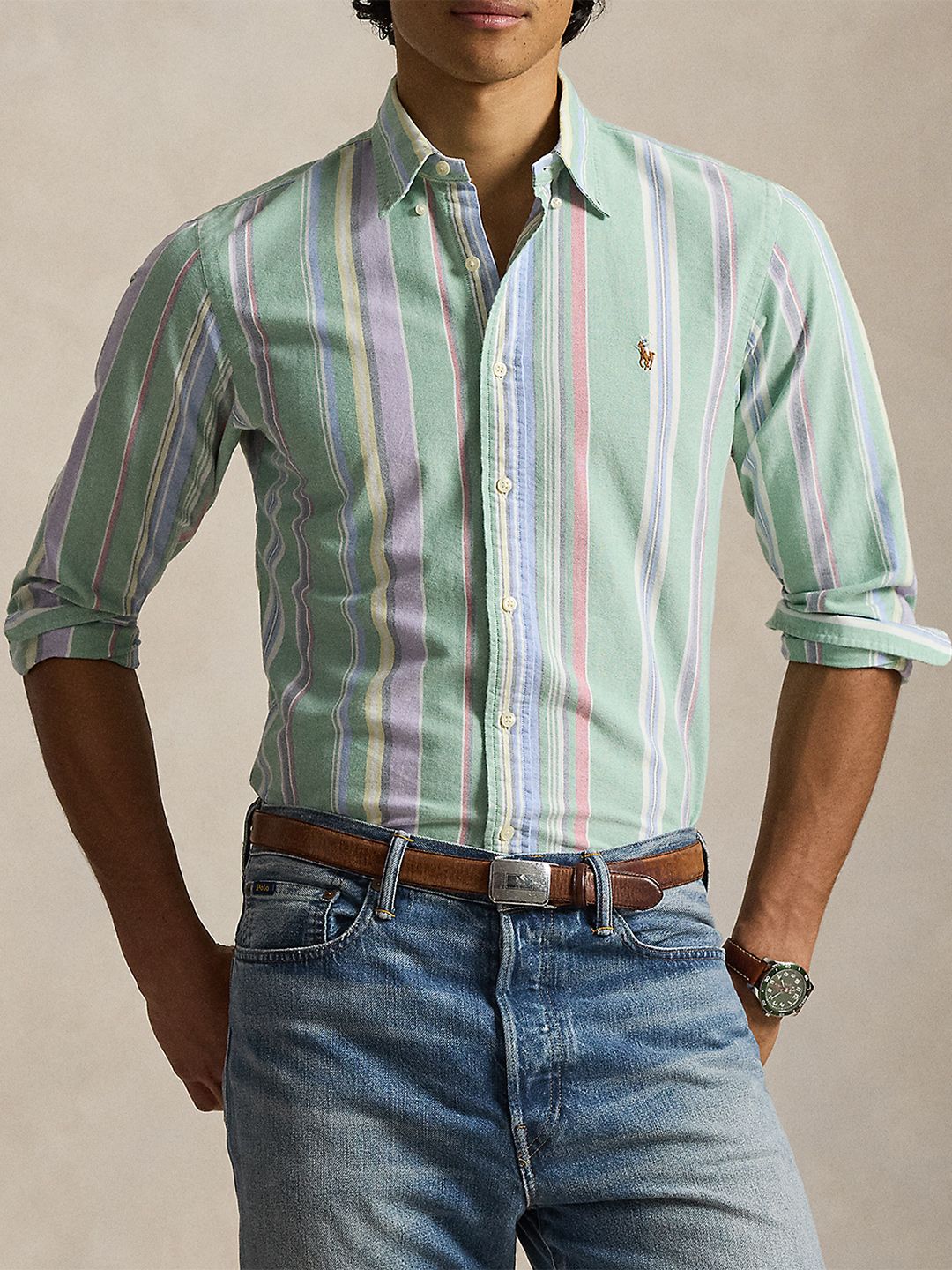 Polo Ralph Lauren Striped Cotton Spread Collar Oxford Shirt-image-14