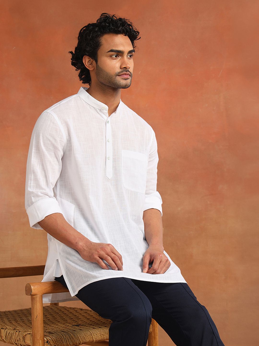 Fabindia Band Collar Straight Kurta