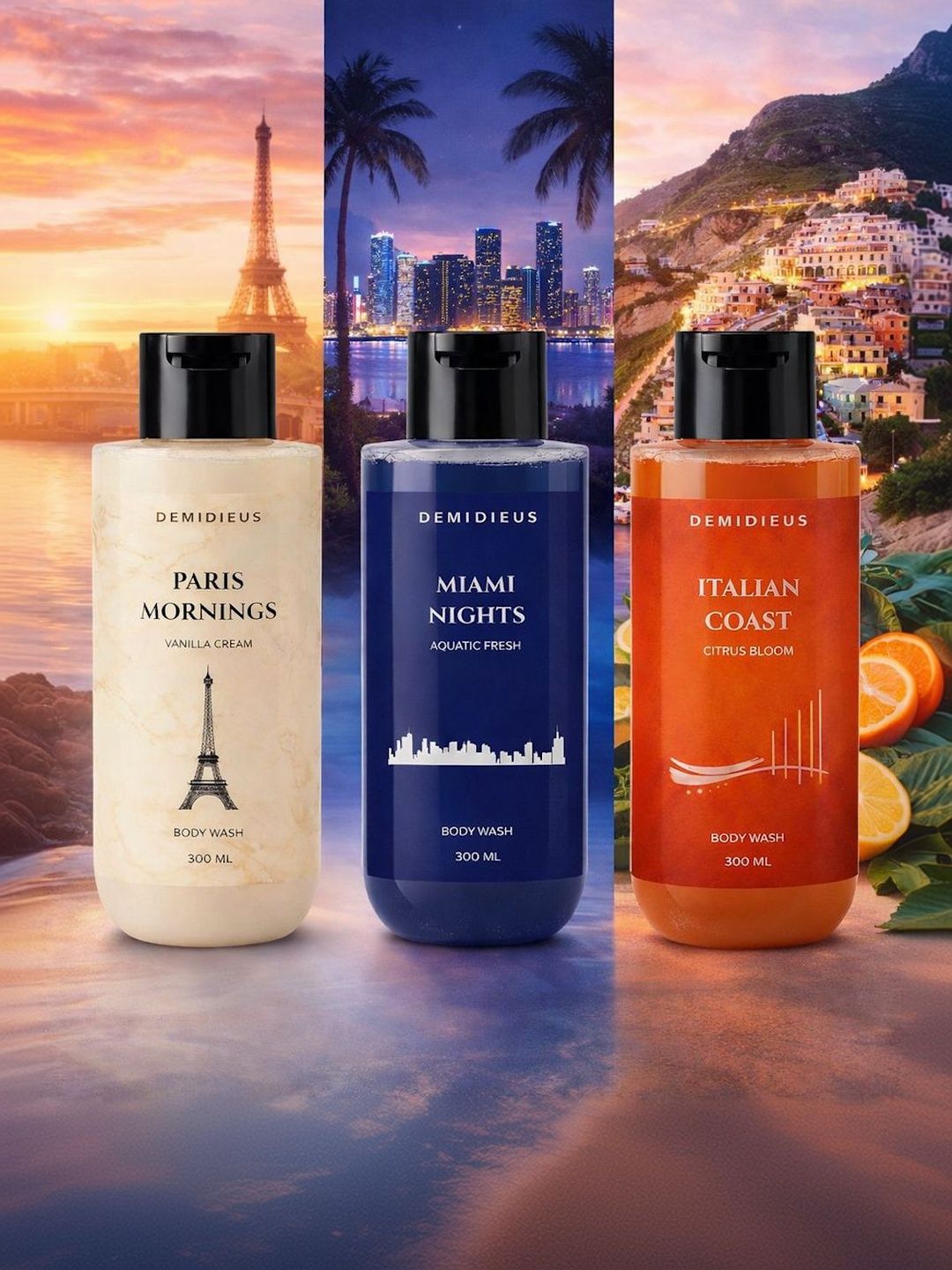 DEMI DIEUS Set Of 3 Paris Mornings, Miami Nights & Italian Coast Body Wash 300 ml Each-picture-10