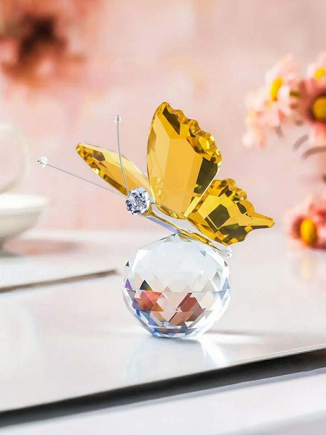 Ekhasa Yellow Crystal Butterfly Showpiece-image-22
