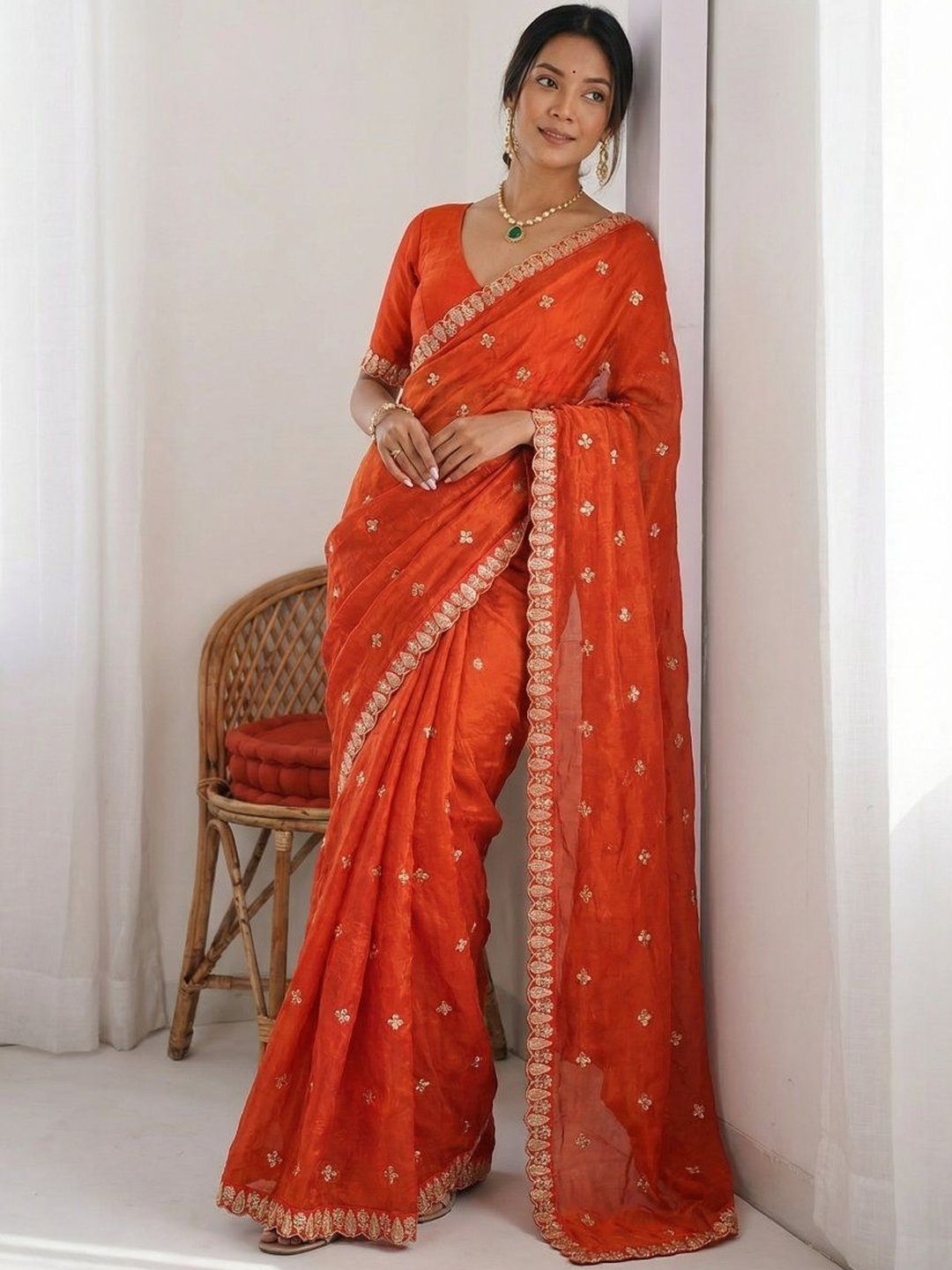 Mitera Embellished Embroidered Tissue Saree-picture-18