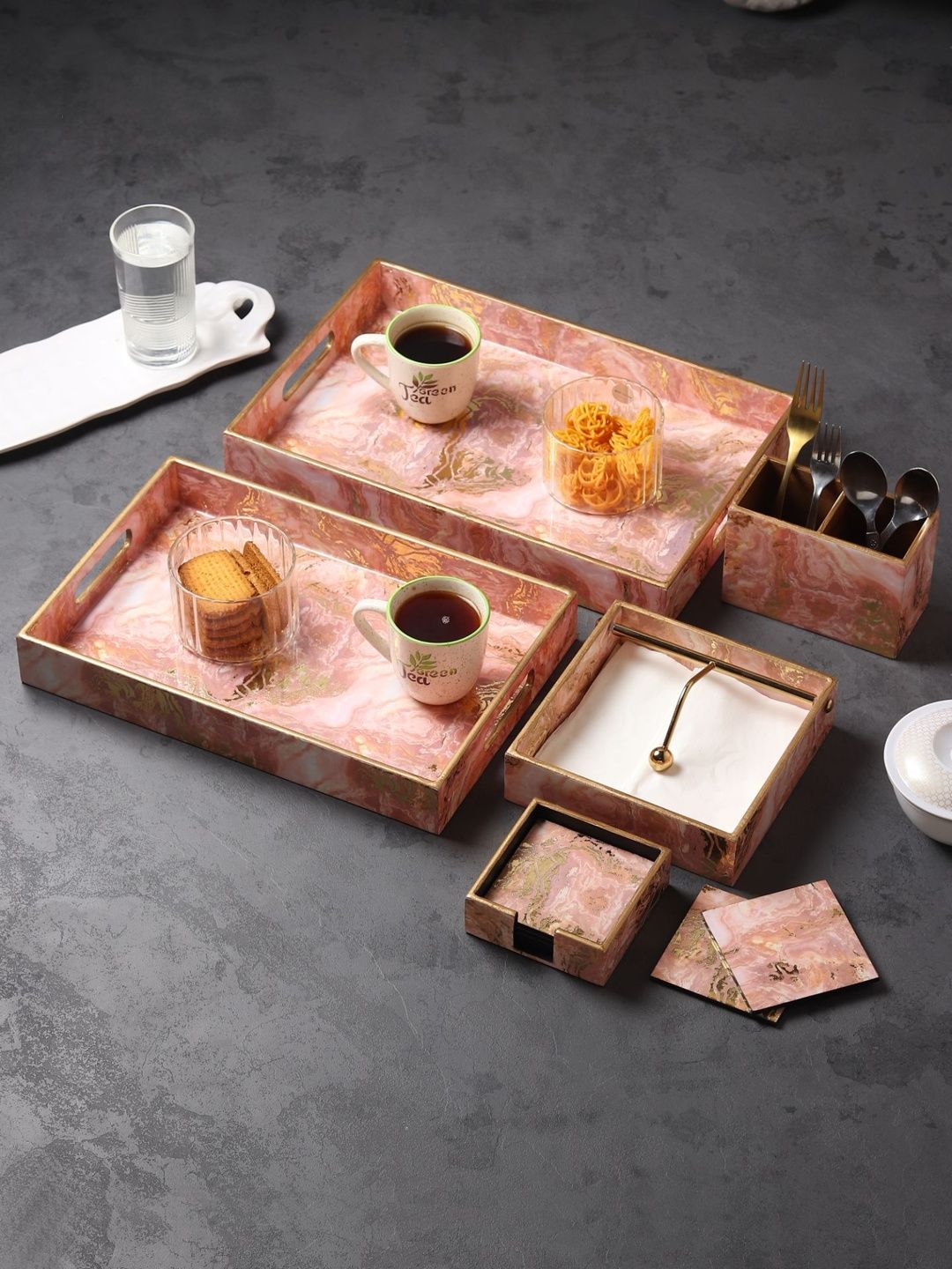 Decor de Maison Pink Printed Marble 5Pcs Gift Sets-image-31