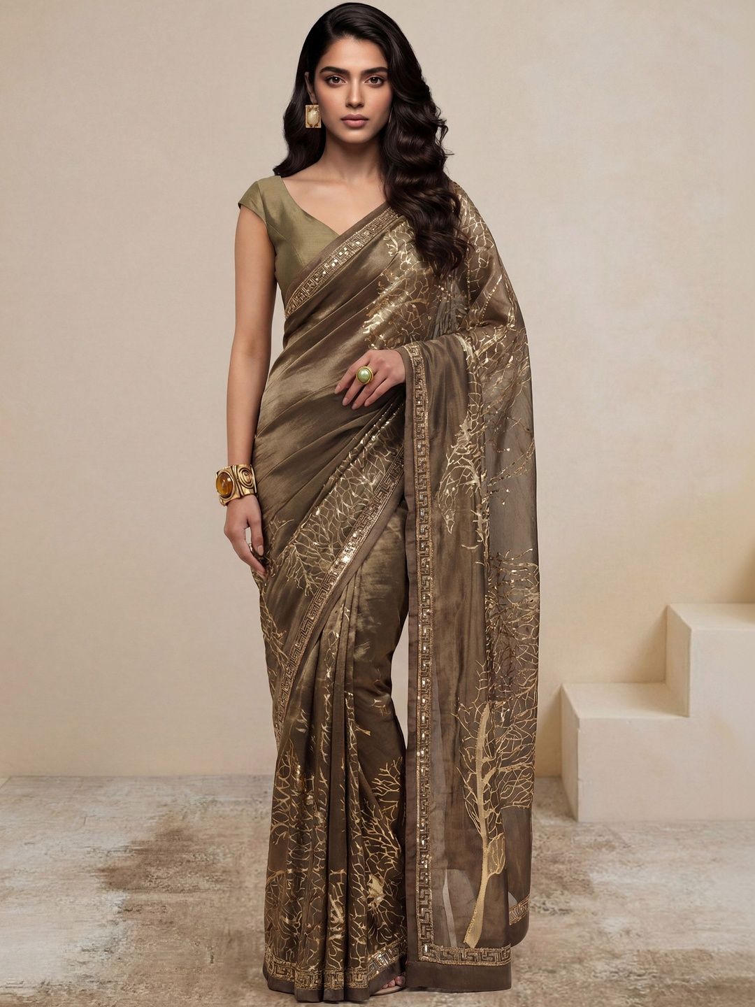 Satya Paul Embellished Sequinned Heavy Work Saree-image-34
