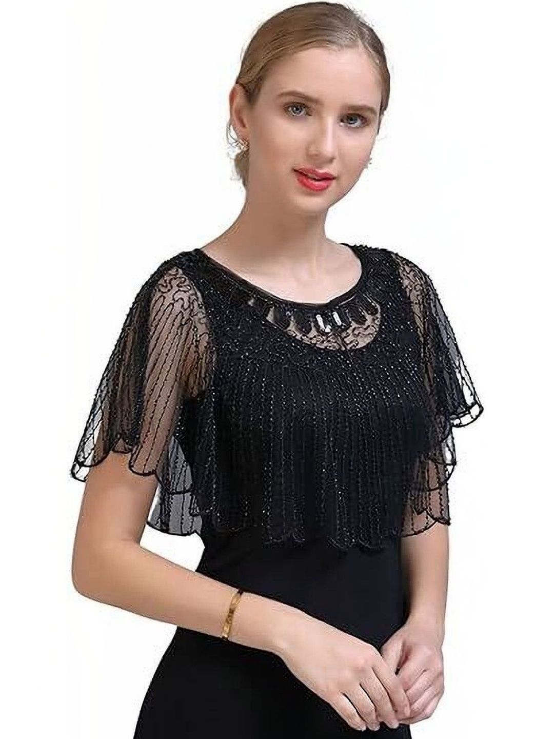 Zarinivas Women Party Embellished Crop Shrug-picture-55