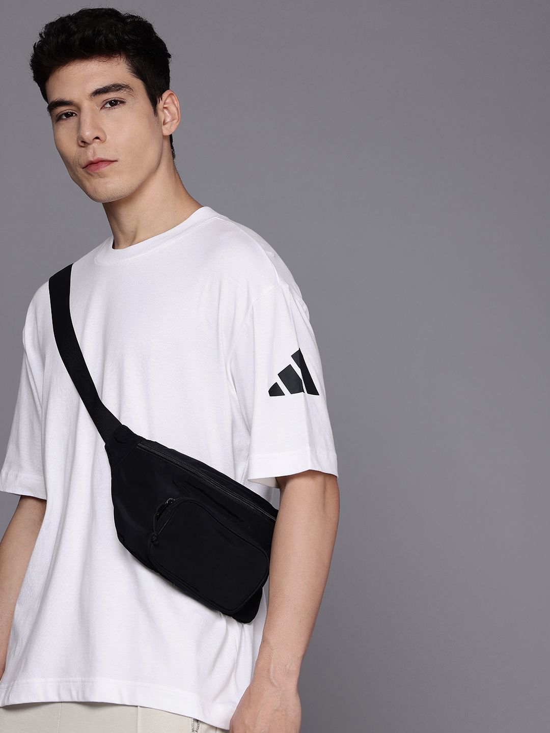 ADIDAS Loose Fit Brand Logo Pure Cotton T-shirt-image-1