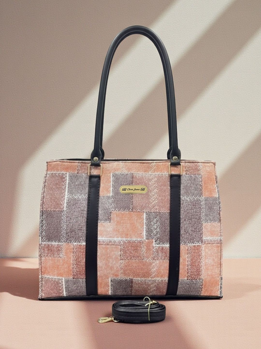 CLARIS JAMES Colourblocked PU Structured Tote Bag-picture-35