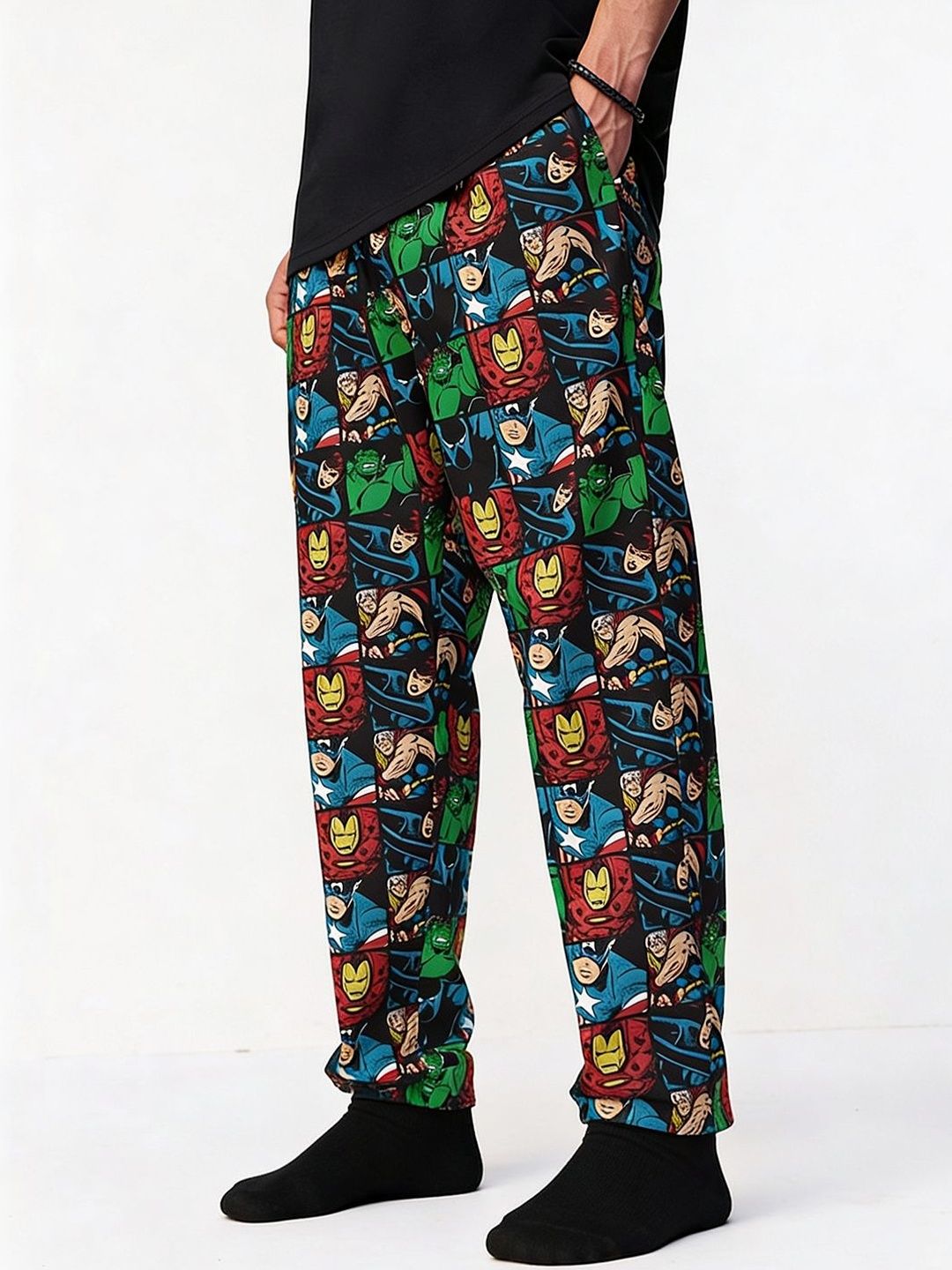 The Souled Store Men Marvel Comics Printed Cotton Lounge Pants-picture-55