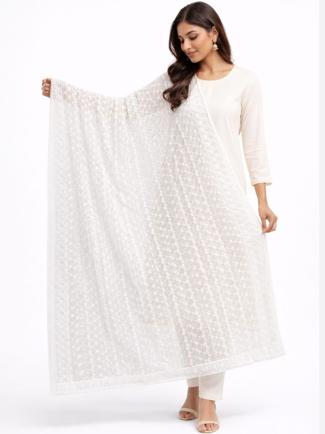 SAHINA DUPATTA Woven Design Dupatta with Thread Work-image-46