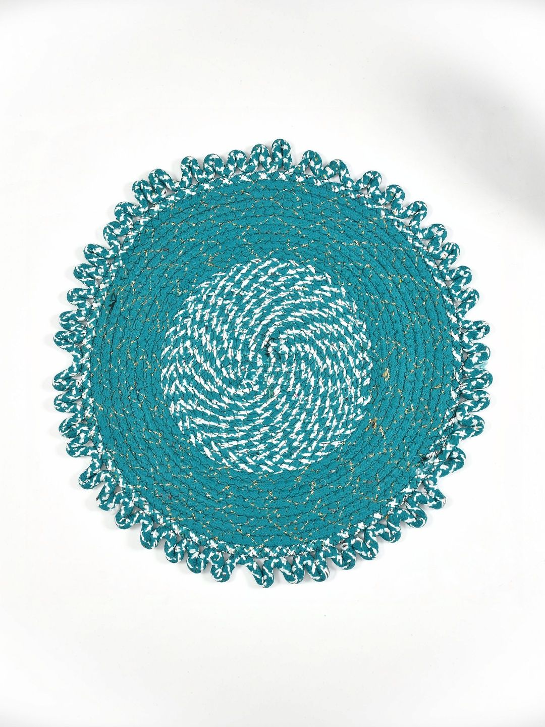 FINE TEX WORLD Blue & White Self-Designed Soft & Thick No-Shredding Round Doormat-picture-52