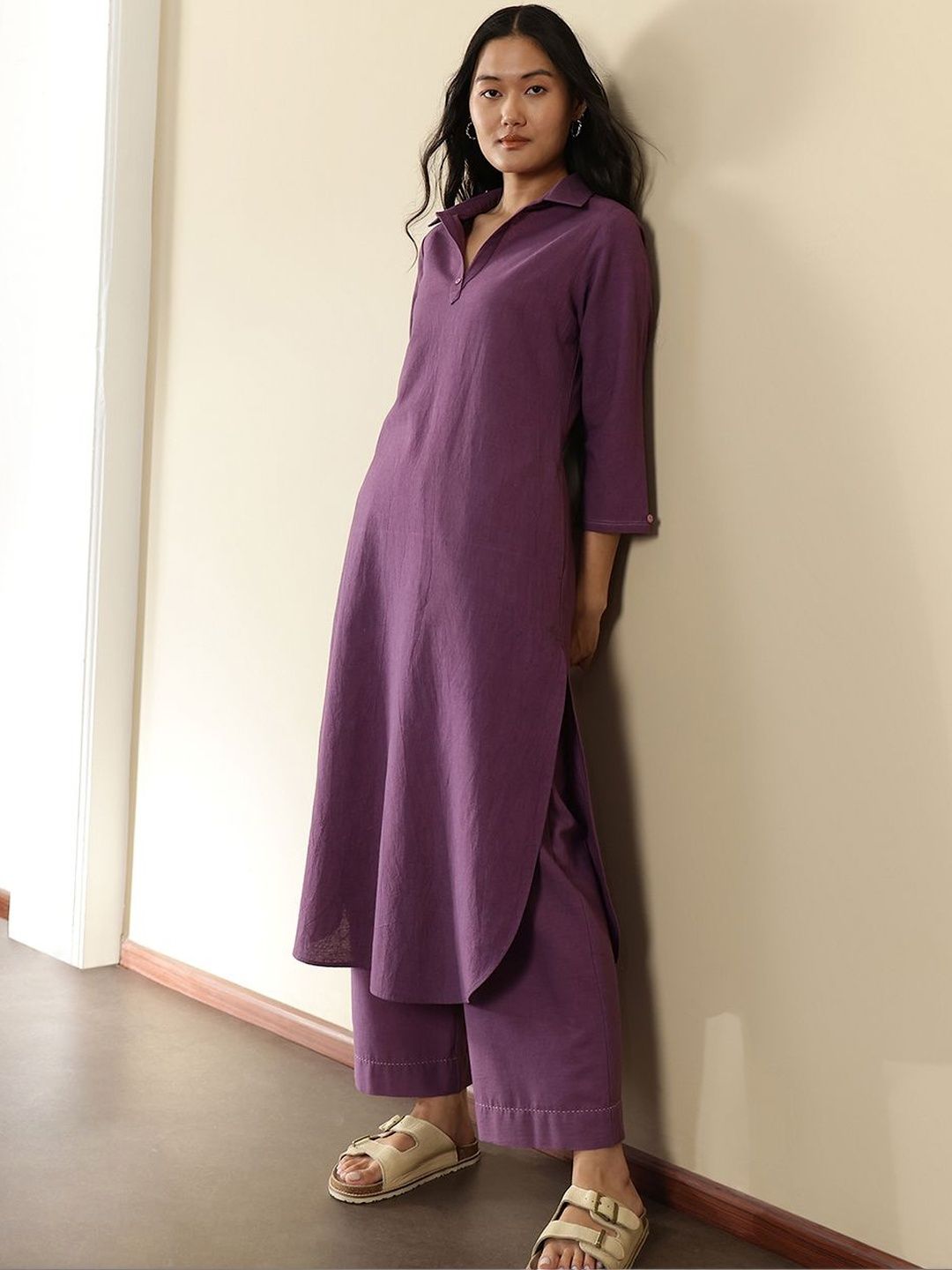 Pink Fort Women Regular Pure Cotton Kurta with Trousers-picture-27
