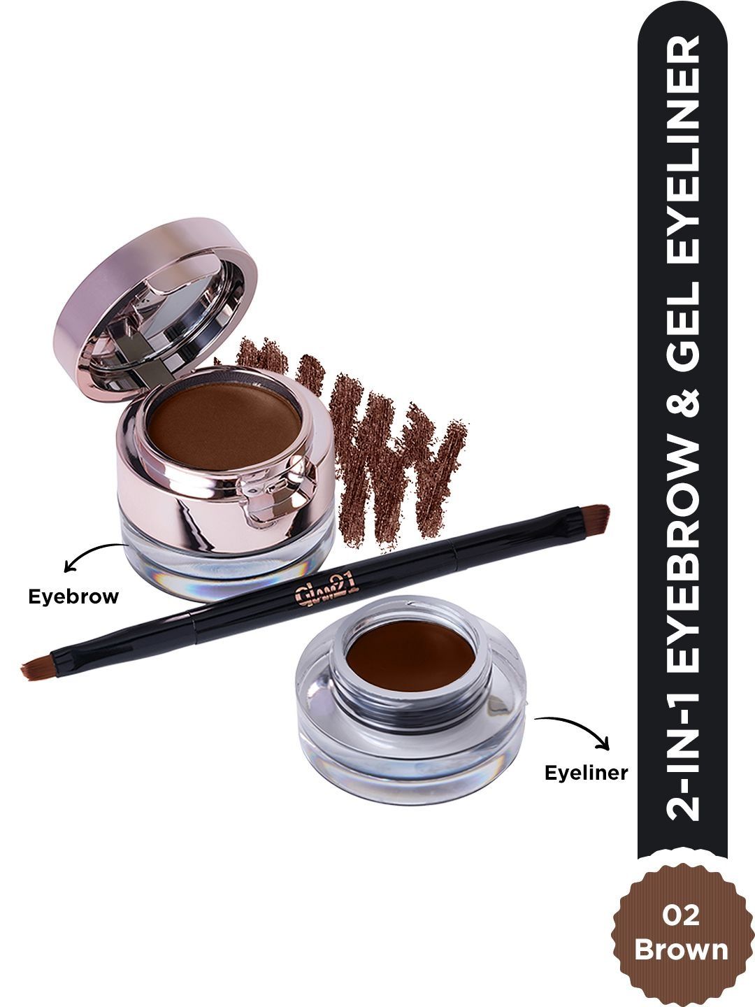 GLAM21 2 In 1 Eyebrow & Gel Eyeliner - Brown-image-21