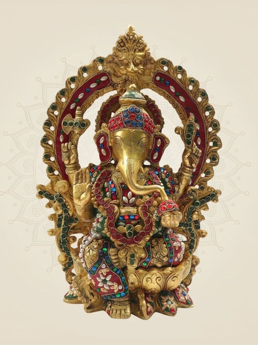 Luxeartisanship Ganesha Idol Multi Brass Antique Finish Handcrafted Showpieces 15 Inch-picture-3