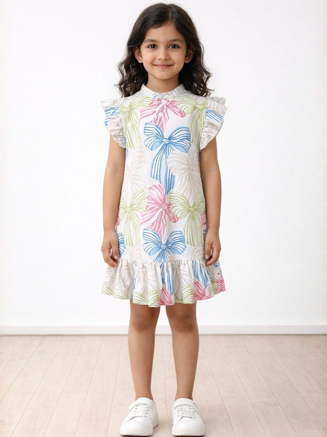Anthrilo Print Flared Sleeve Ruffled Fit & Flare Dress-picture-15