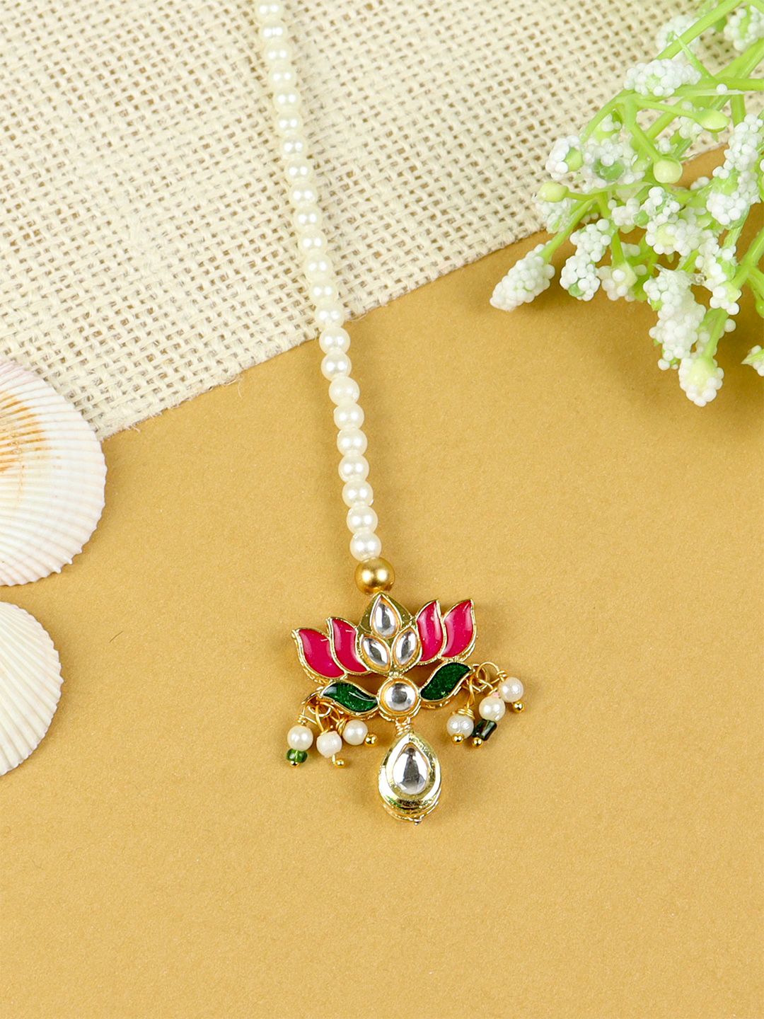 Asthetika Kids Gold-Plated Kundan Studded Maang Tikka Head Jewellery-picture-53