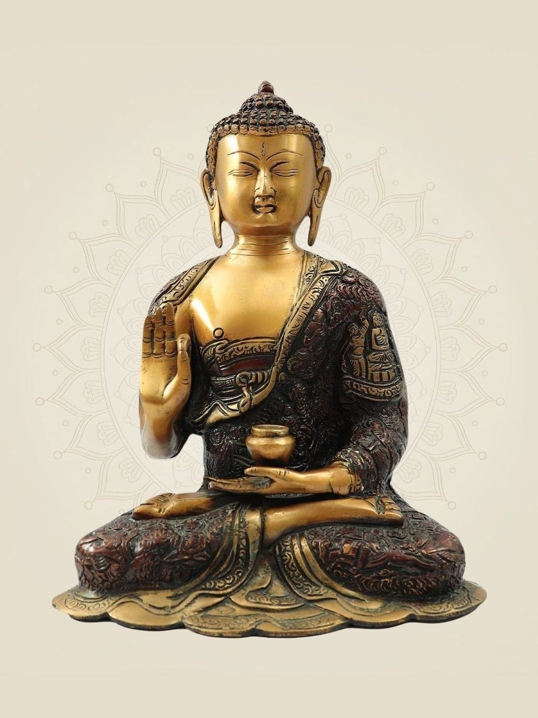 Luxeartisanship Brass Buddha Idol Multi Brass Antique Finish Handcrafted Showpieces 11.5 Inch-image-6