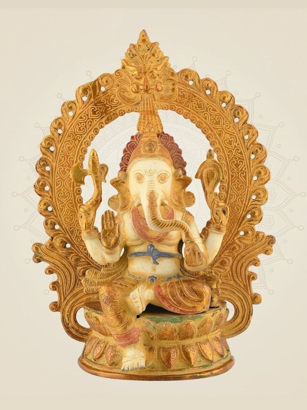 Luxeartisanship Ganesha Idol Multi Brass Antique Finish Handcrafted Showpieces 14.5 Inch-image-11