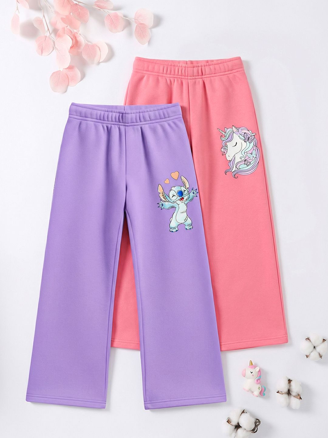HELLCAT Girls Pack of 2 Regular Fit Cartoon Print Track Pants-picture-20