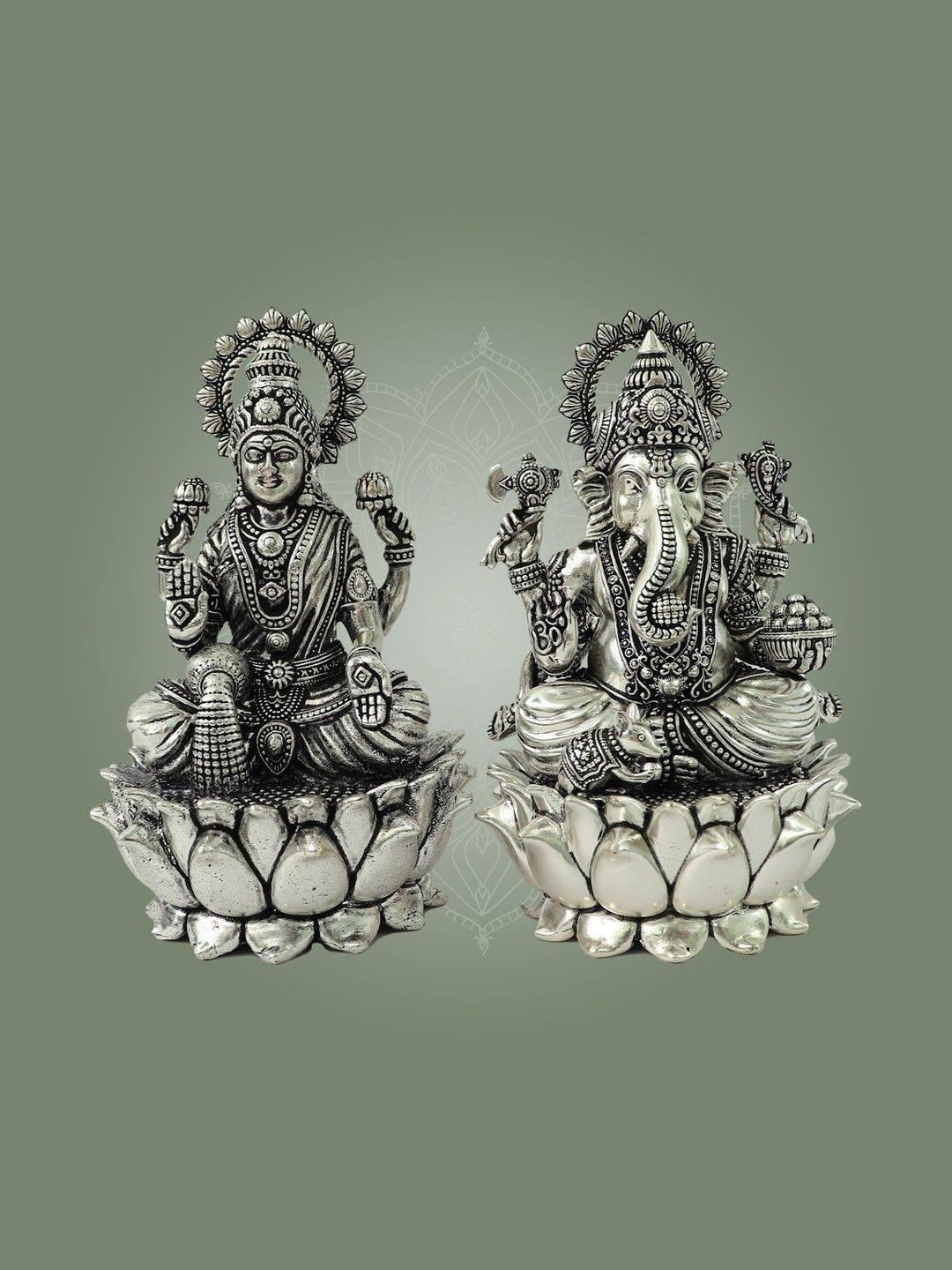 Luxeartisanship Silver Plated Idol Silver Brass Antique Finish Handcrafted Showpieces 6 Inch-image-26