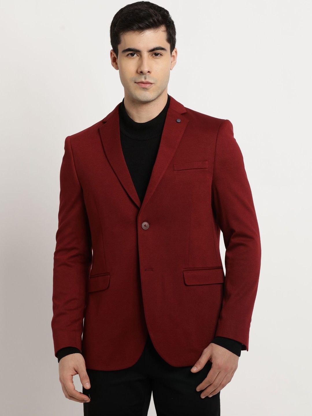 Turtle Self Design Cotton Single-Breasted Tailored Fit Blazers-image-9