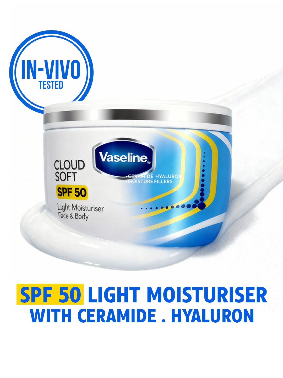 Vaseline Cloud Soft SPF50 Non-Sticky Light Moisturiser with Ceramides & Hyaluron - 200 ml-image-14