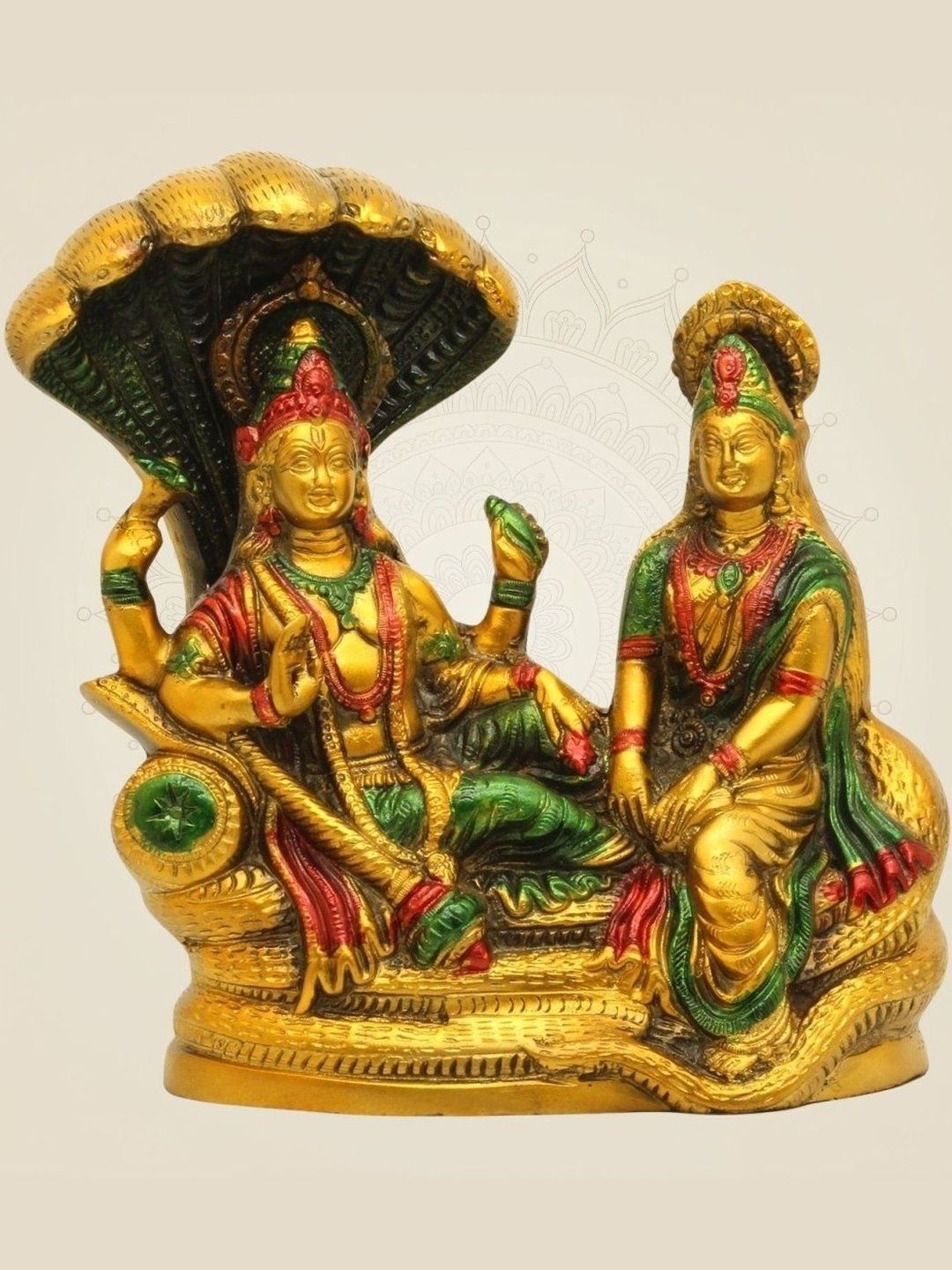 Luxeartisanship Laxmi Narayan Idol Multi Brass Antique Finish Handcrafted Showpieces 8.5 Inch-image-28