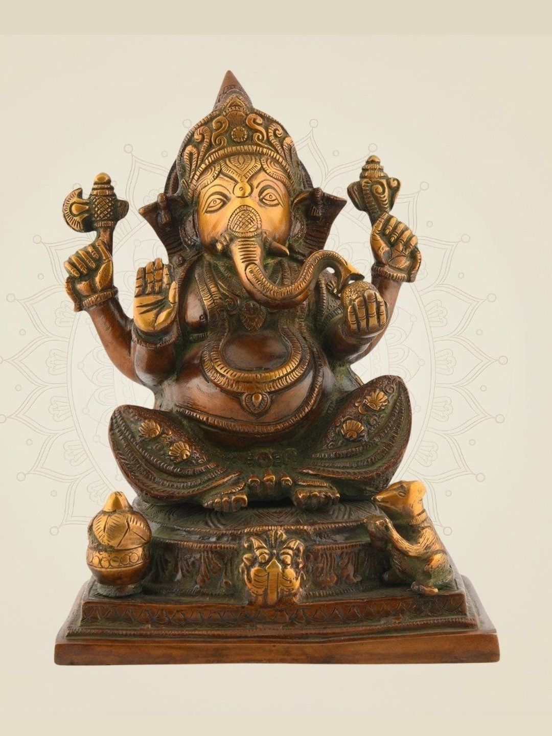 Luxeartisanship Ganesha Idol Multi Brass Antique Finish Handcrafted Showpieces 9.5 Inch-image-39