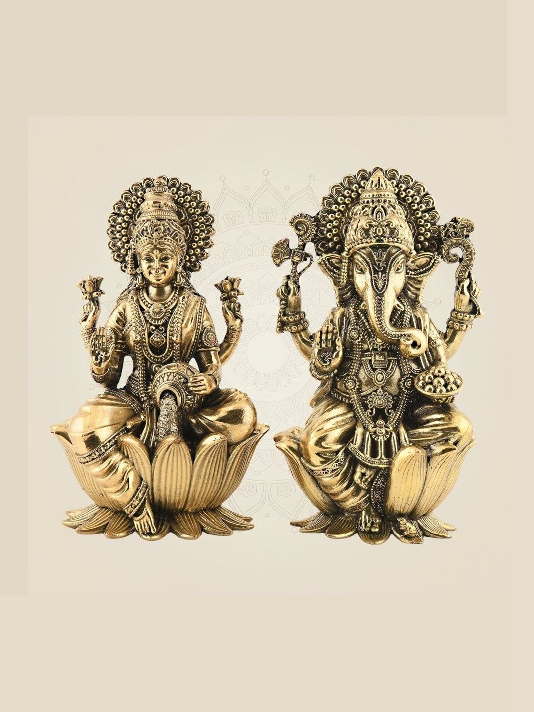 Luxeartisanship Ganesh Laxmi Multi Brass Antique Finish Handcrafted Showpieces 6 Inch-picture-47