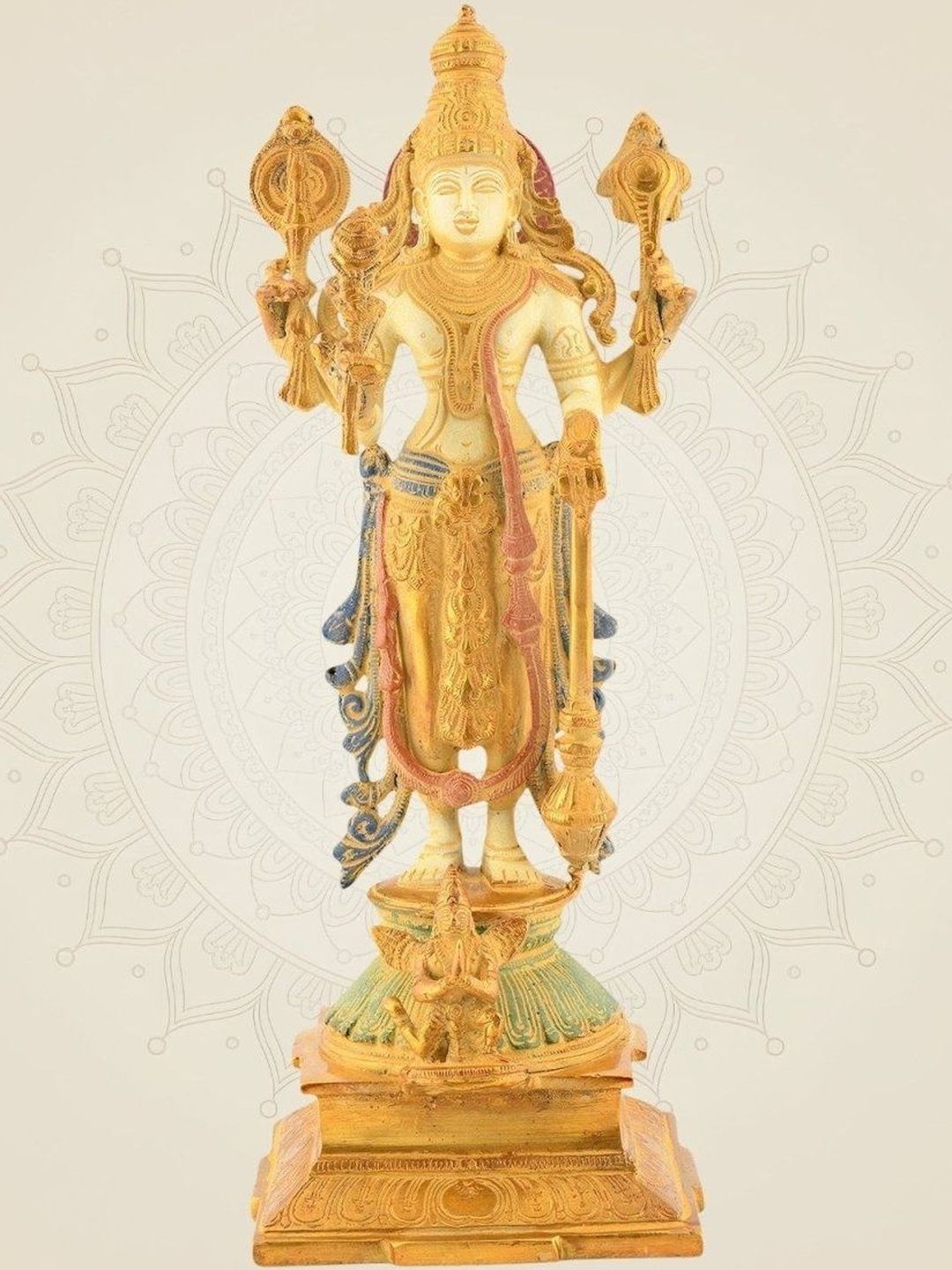 Luxeartisanship Vishnu Ji Idol Multi Brass Antique Finish Handcrafted Showpieces 14.5 Inch-image-31