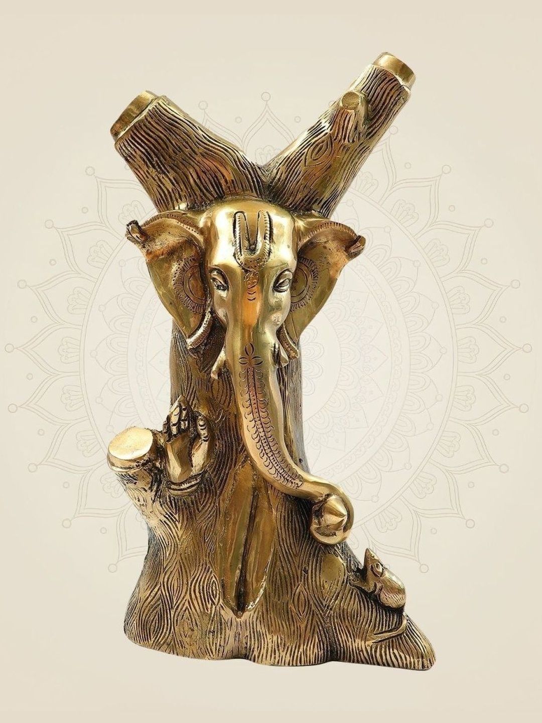 Luxeartisanship Ganesha Idol Multi Brass Antique Finish Handcrafted Showpieces 12.75 Inch-image-38