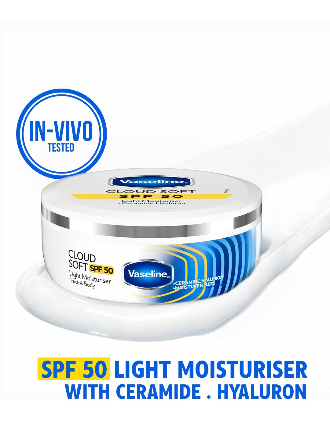 Vaseline Cloud Soft SPF50 Non-Sticky Light Moisturiser with Ceramides & Hyaluron - 100 ml-image-15