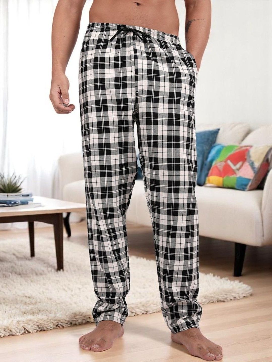 Kryptic Men Checked Pure Cotton Lounge Pants-picture-43