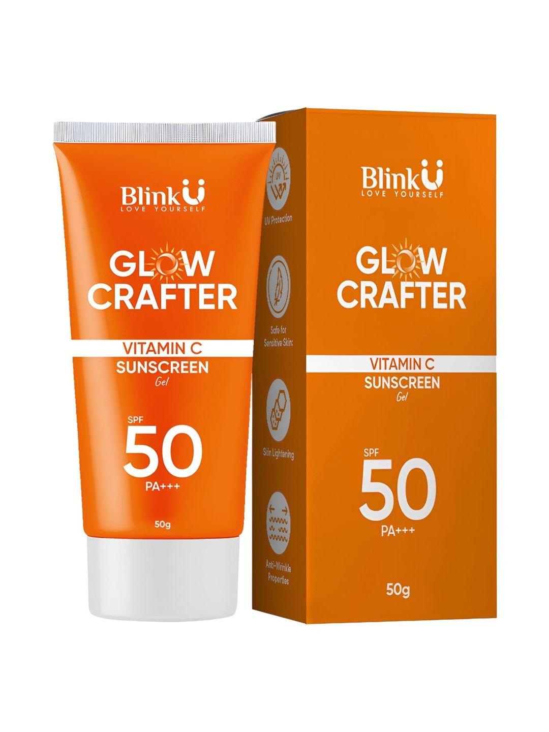 BlinkU Glow Crafter Vitamin C Sunscreen for Men and Women Spf 50 Pa+++ | For Sun Protection & Glowing Skin | Lightweight | UVA/B & Blue Light Protection | For All Skin Types - 50g-image-5