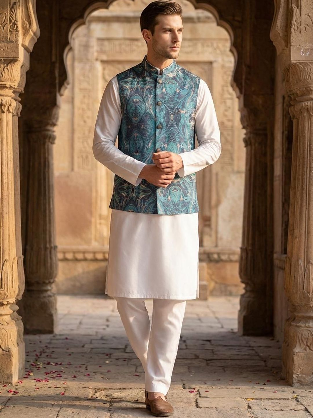 Anouk Printed Mandarin Collar Nehru Jackets-picture-32