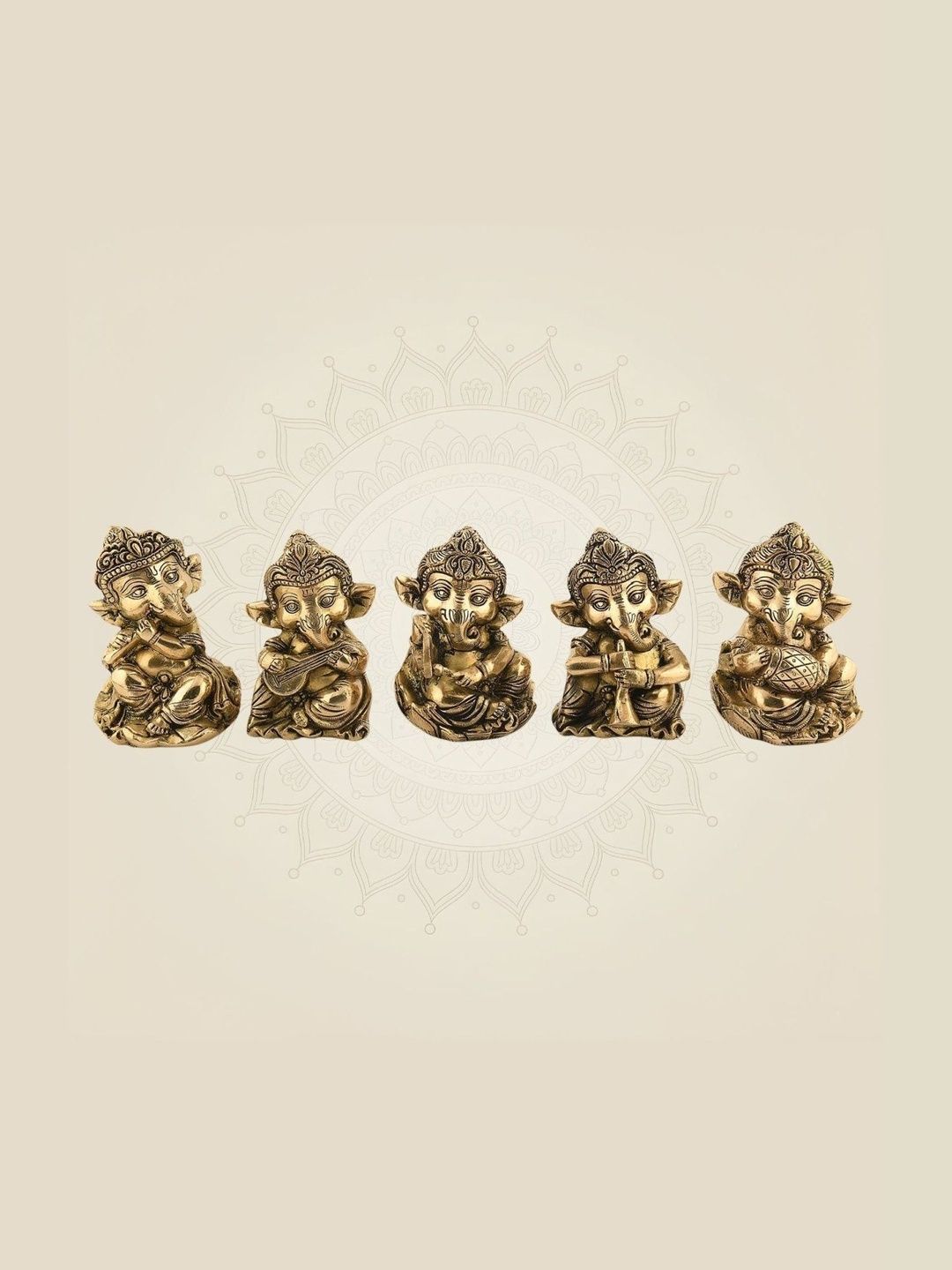 Luxeartisanship Ganesha Idol Multi Brass Antique Finish Handcrafted Showpieces 5 Inch-image-8