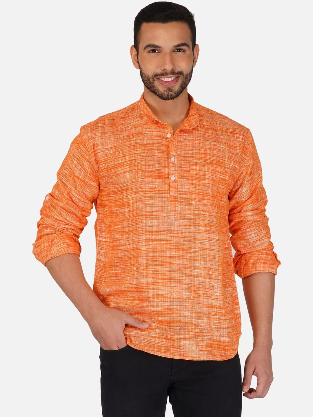 KHADARVAS Men Striped Khadi Handloom Kurta-image-29