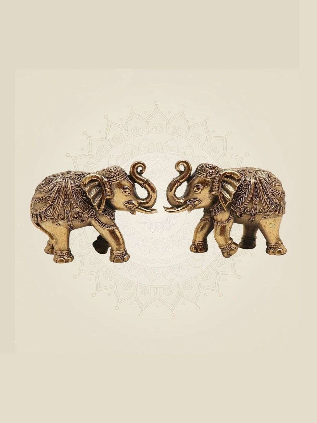 Luxeartisanship Elephant Statue Multi Brass Antique Finish Handcrafted Showpieces 4.75 Inch-image-29