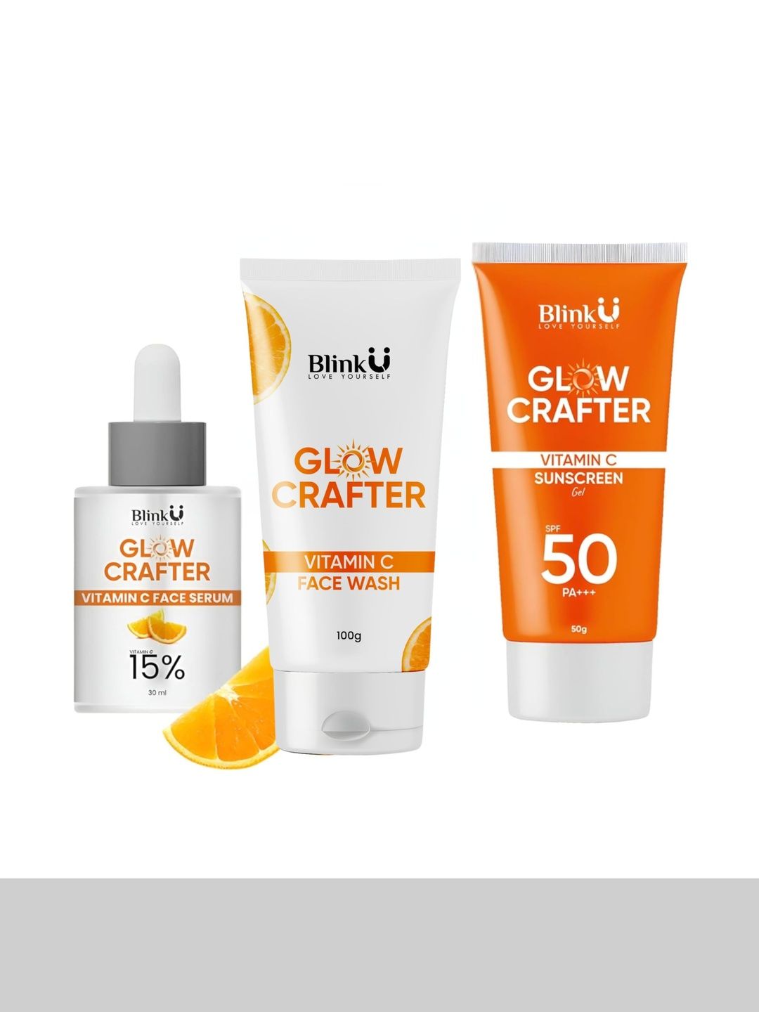 Blinku Set Of 3 Glow Crafter Vitamin C - Face Wash- 100 g- Face Serum- 30 ml & Sunscreen-image-47