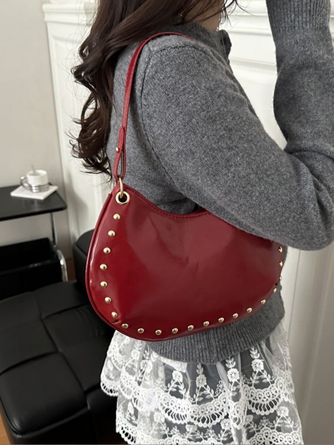 LULU & SKY Textured Half Moon Sling Bag-image-25