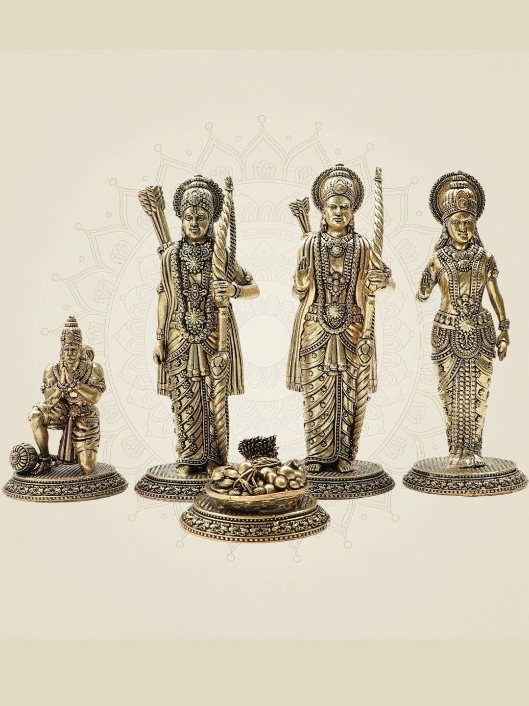 Luxeartisanship Ram Darbar Idol Gold Brass Antique Finish Handcrafted Showpieces 7 Inch-image-34