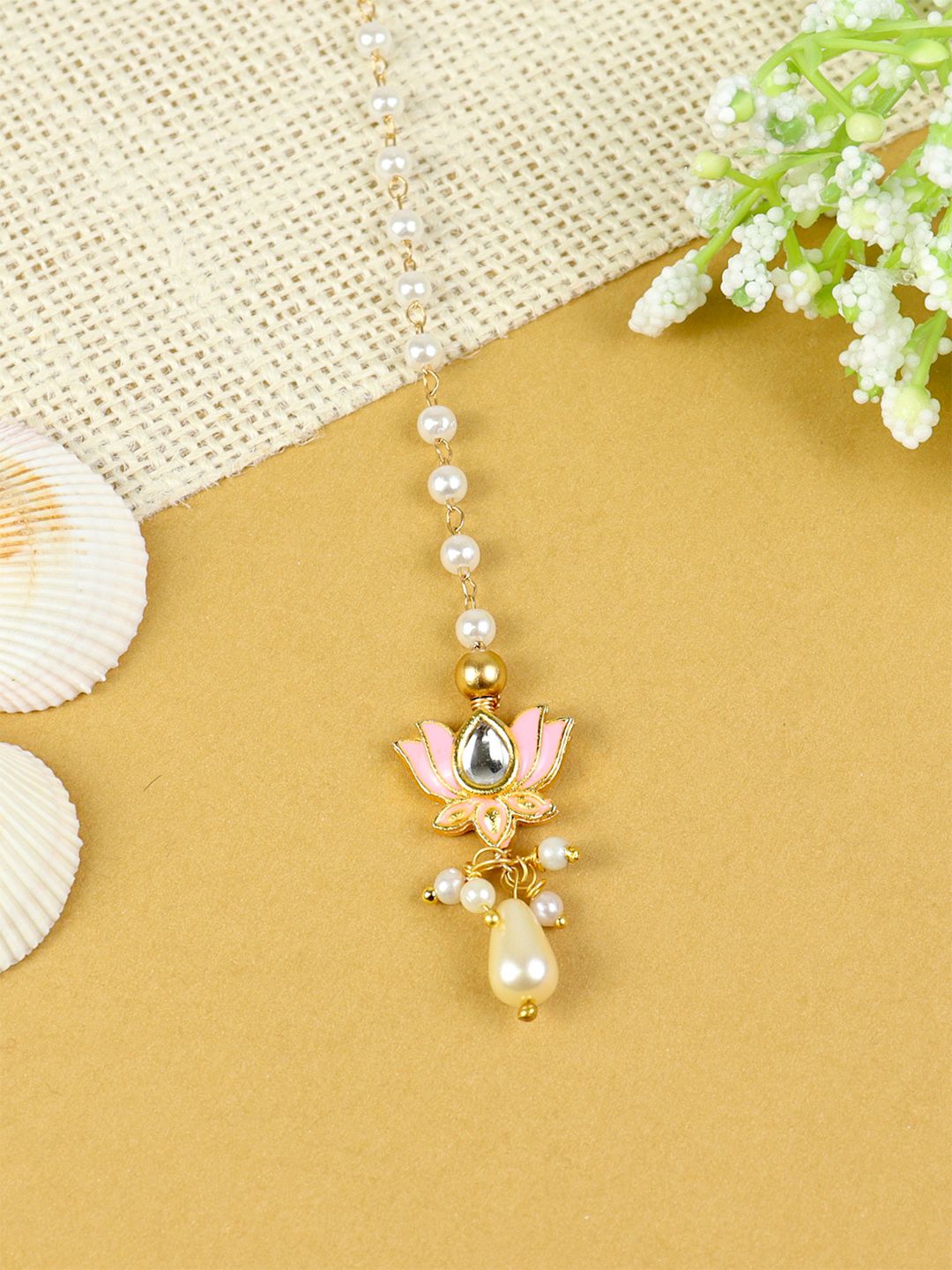 Asthetika Kids Gold-Plated Kundan Studded Maang Tikka Head Jewellery-picture-45