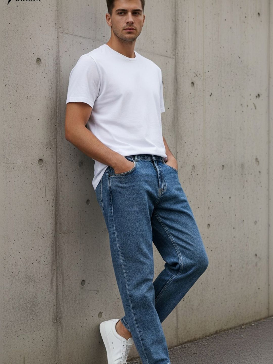 Buy BREXX Men Comfort Wide Leg Mid Rise Light Fade Stretchable Jeans ...